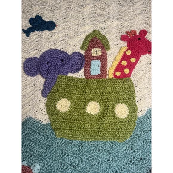 Handmade Noah’s Ark Baby Blanket – Crochet Animal Nursery Blanket Gift - Picture 3 of 11
